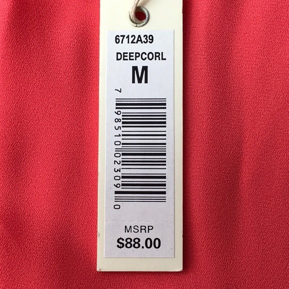 Maxstudio tie neck blouse in deep coral - Picture 14 of 14